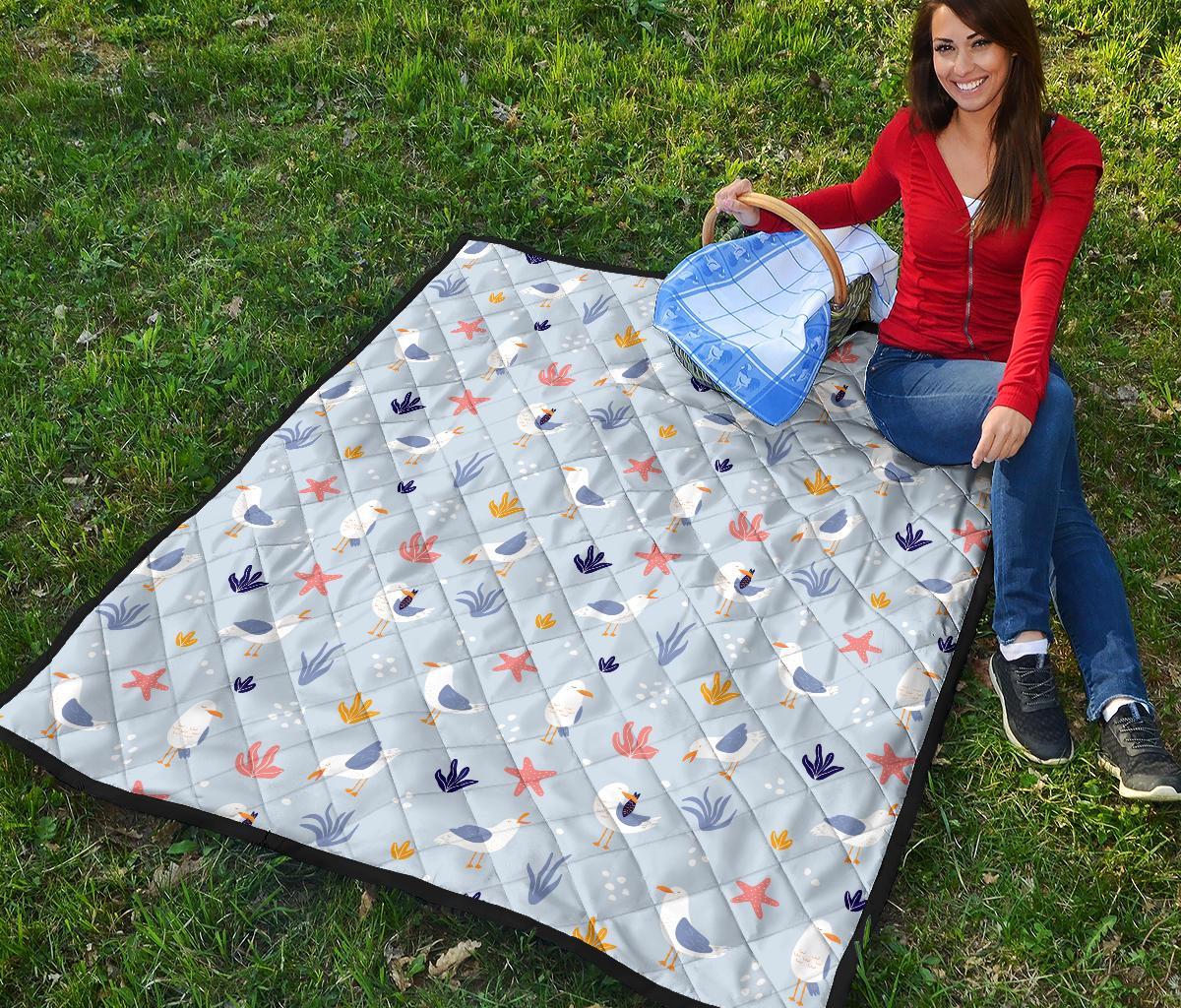 Seagull Print Pattern Quilt-grizzshop