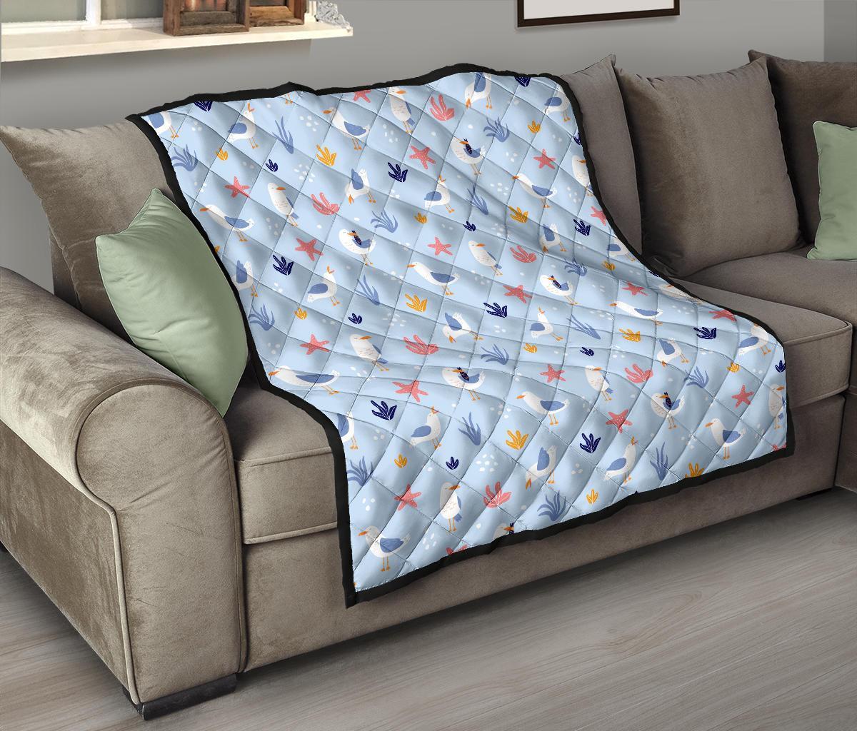 Seagull Print Pattern Quilt-grizzshop