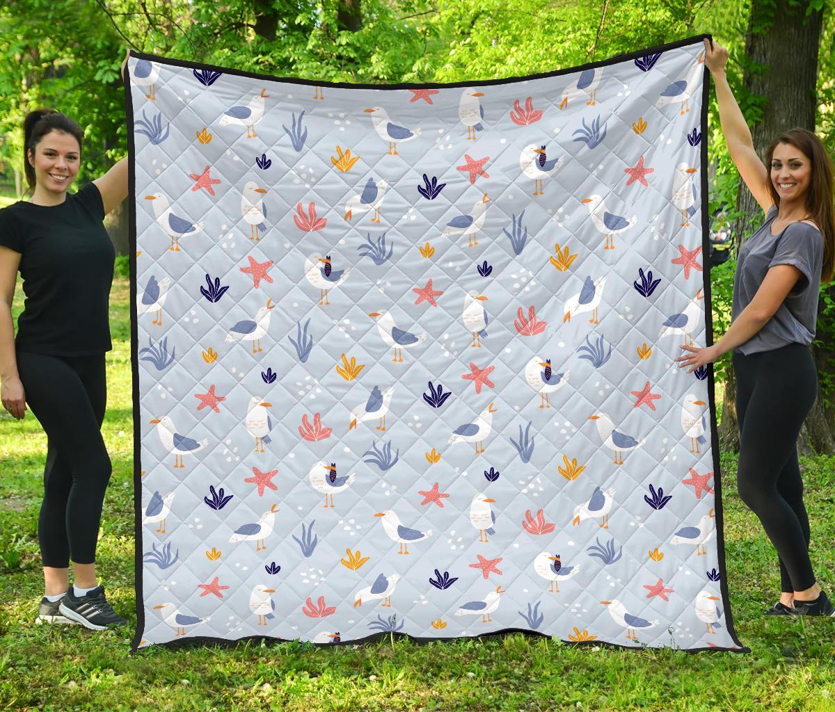 Seagull Print Pattern Quilt-grizzshop