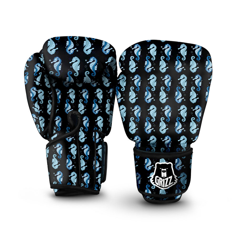 Seahorse Blue Print Pattern Boxing Gloves-grizzshop