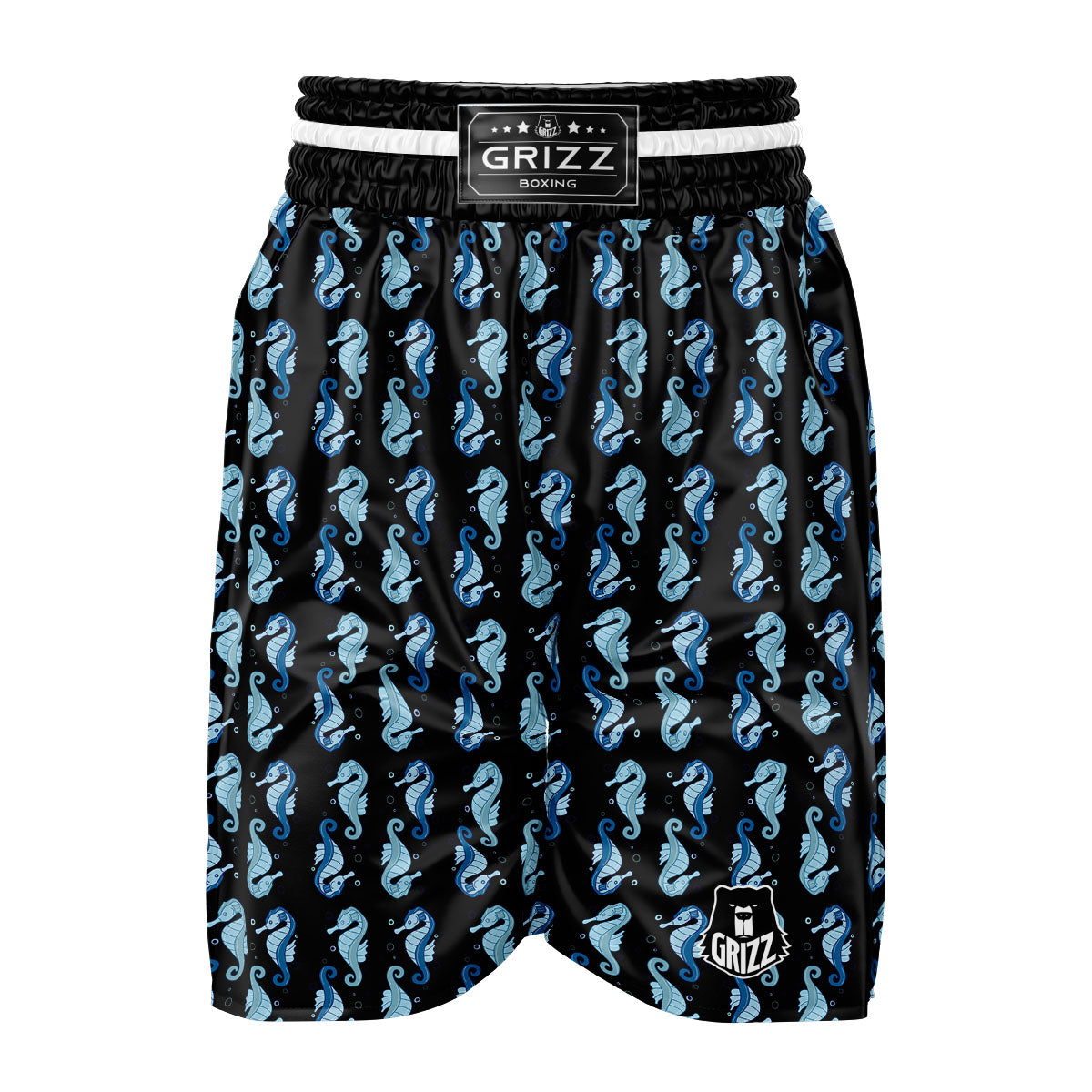 Seahorse Blue Print Pattern Boxing Shorts-grizzshop