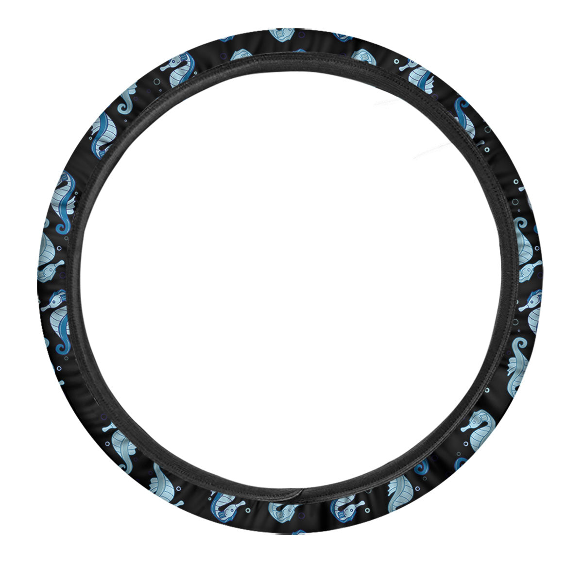 Seahorse Blue Print Pattern Car Steering Wheel Cover-grizzshop