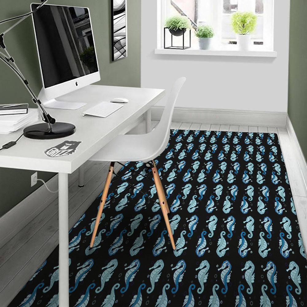 Seahorse Blue Print Pattern Floor Mat-grizzshop