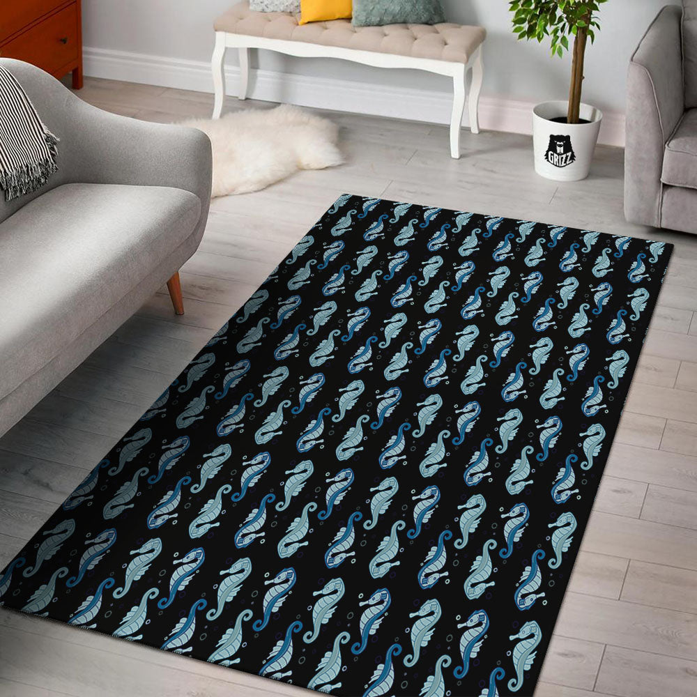 Seahorse Blue Print Pattern Floor Mat-grizzshop