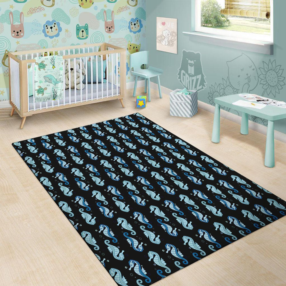 Seahorse Blue Print Pattern Floor Mat-grizzshop