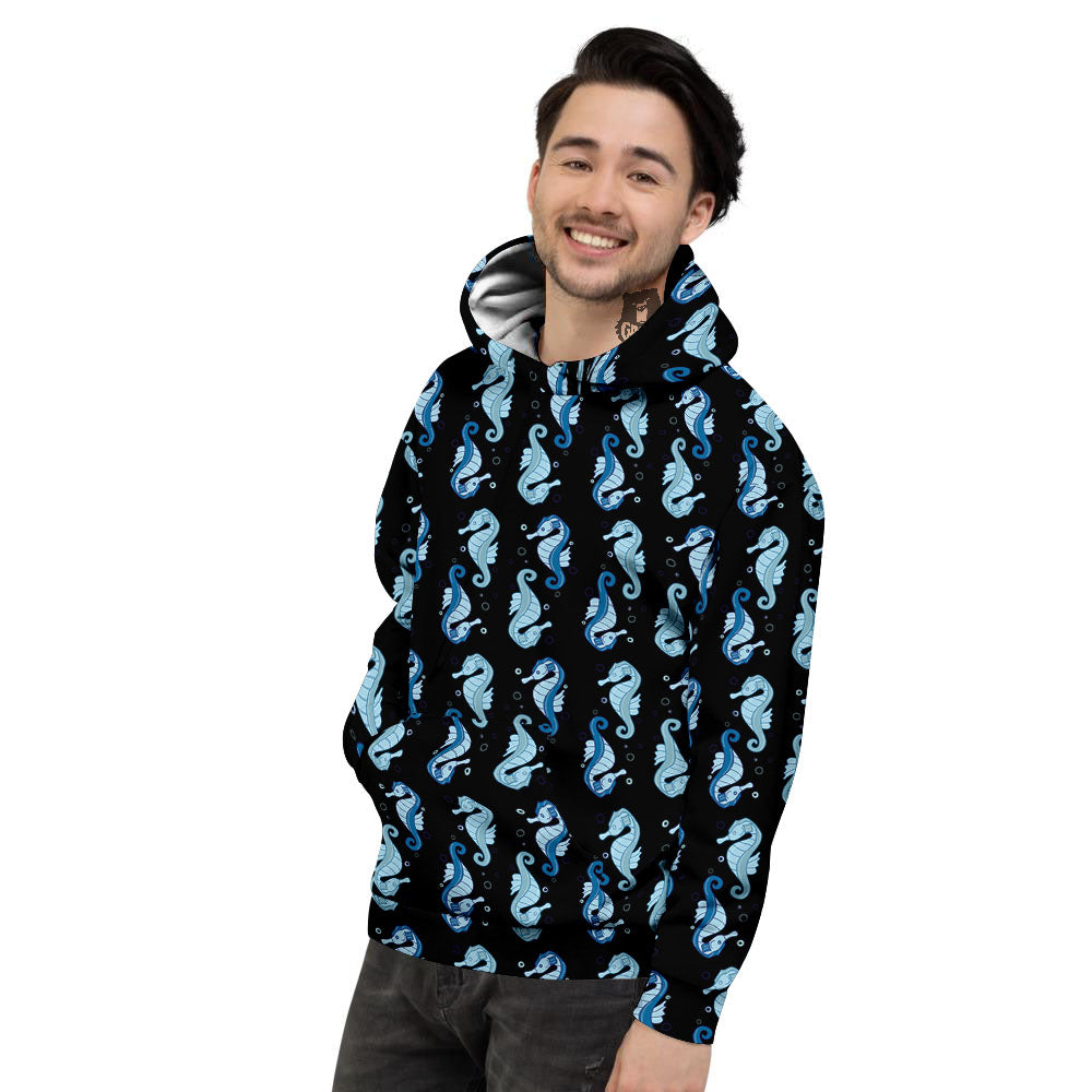 Seahorse Blue Print Pattern Men's Hoodie-grizzshop