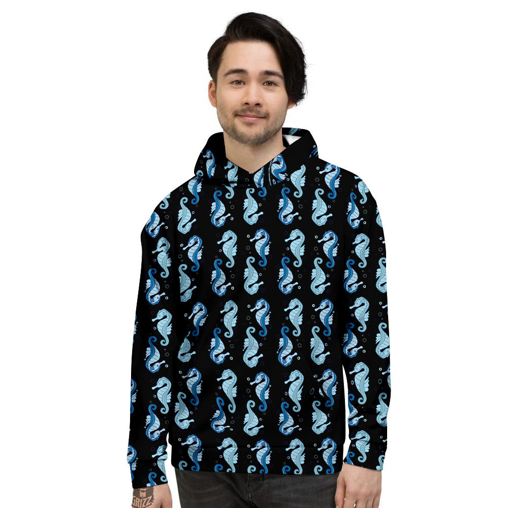 Seahorse Blue Print Pattern Men's Hoodie-grizzshop