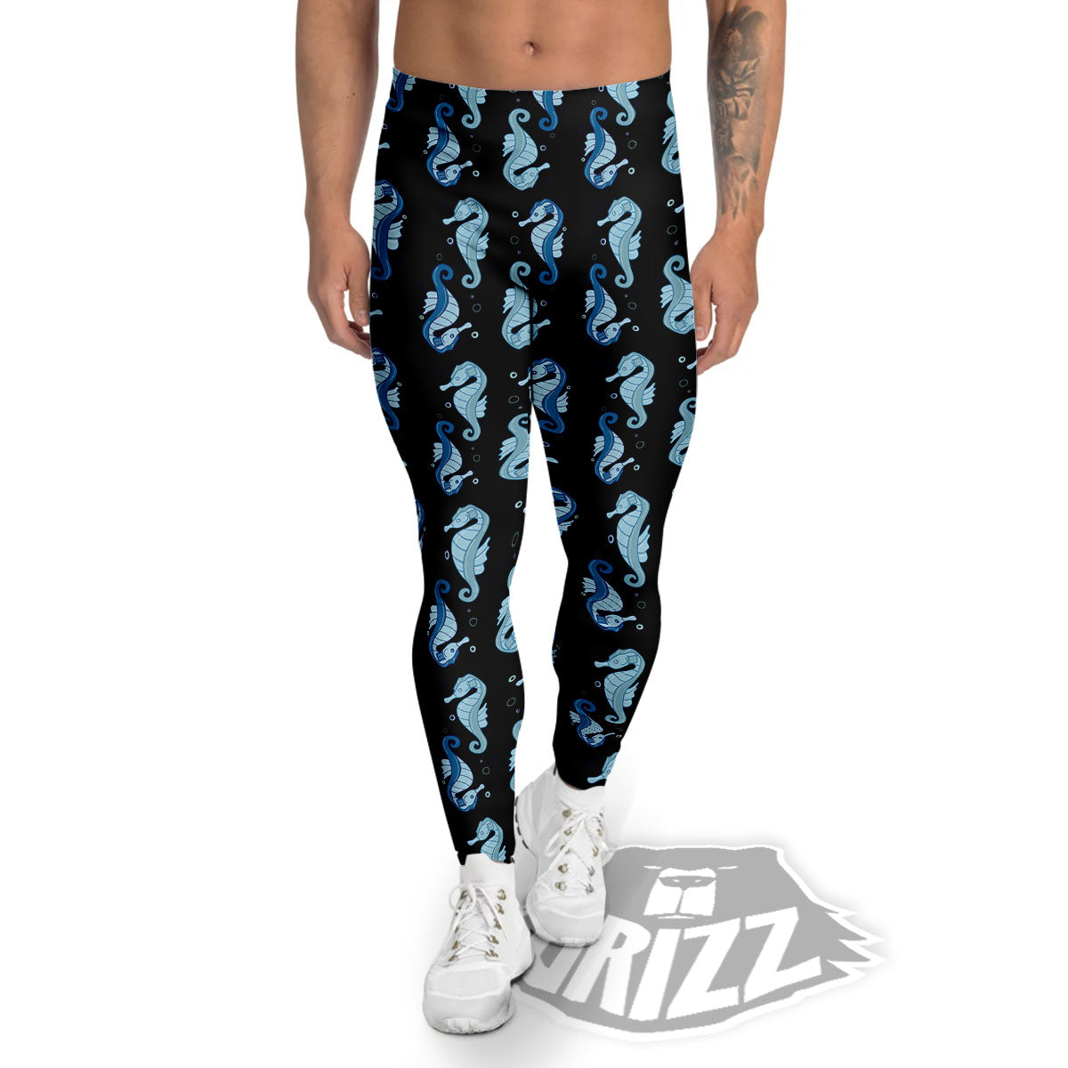 Seahorse Blue Print Pattern Men's Leggings-grizzshop