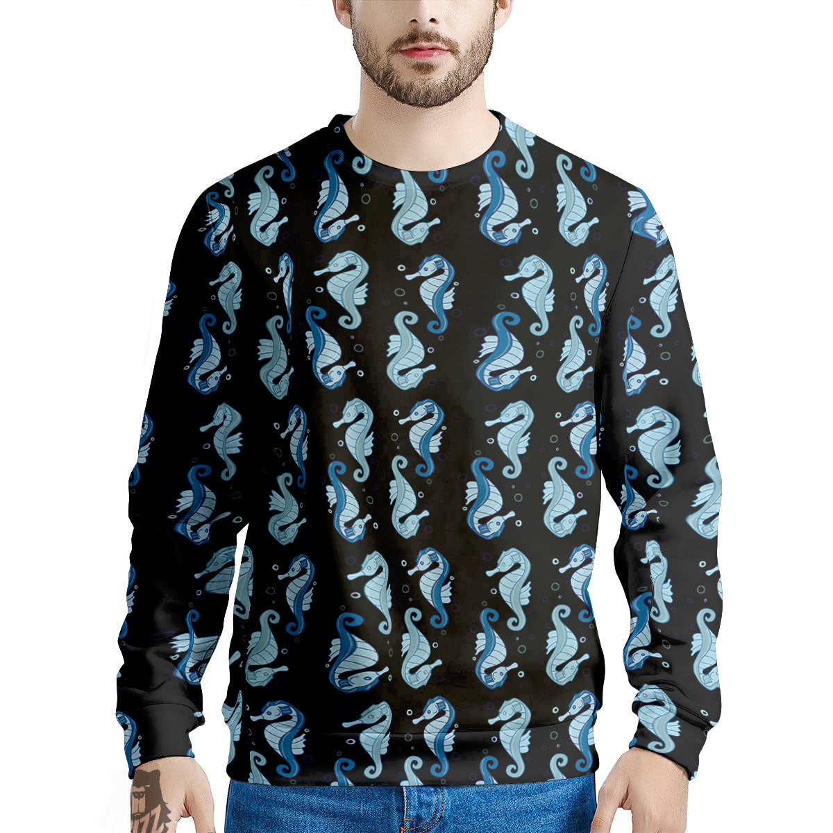 Seahorse Blue Print Pattern Men's Sweatshirt-grizzshop