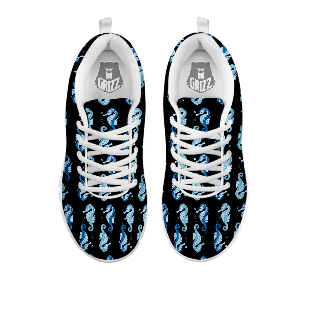 Seahorse Blue Print Pattern White Sneaker-grizzshop