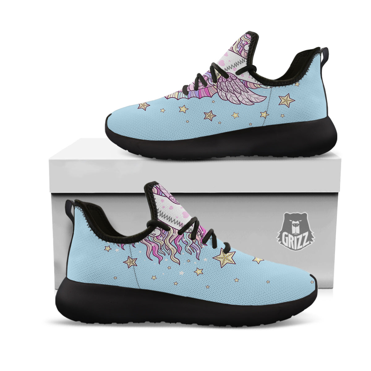 Seahorse Colorful Print Black Athletic Shoes-grizzshop