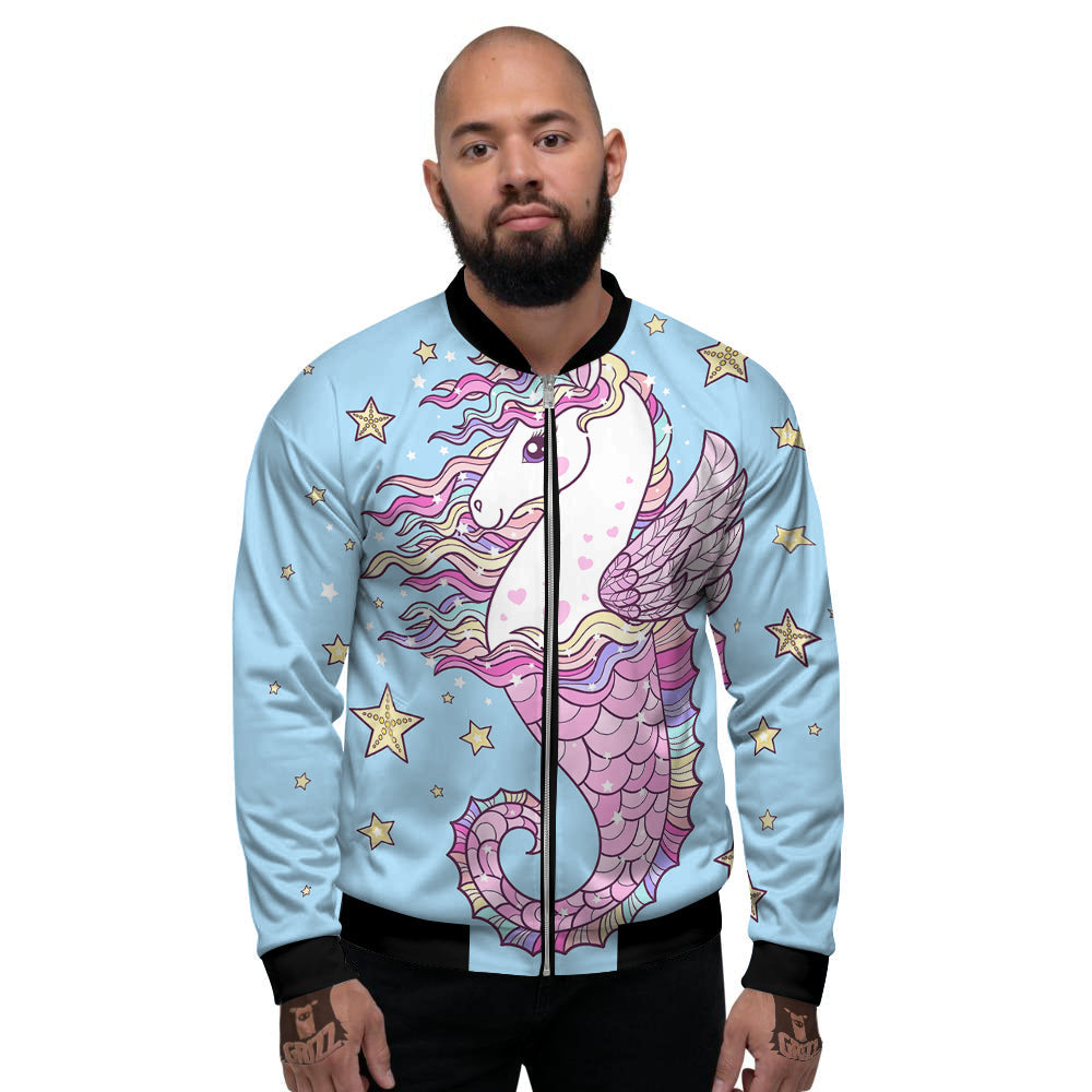 Seahorse Colorful Print Men's Bomber Jacket-grizzshop