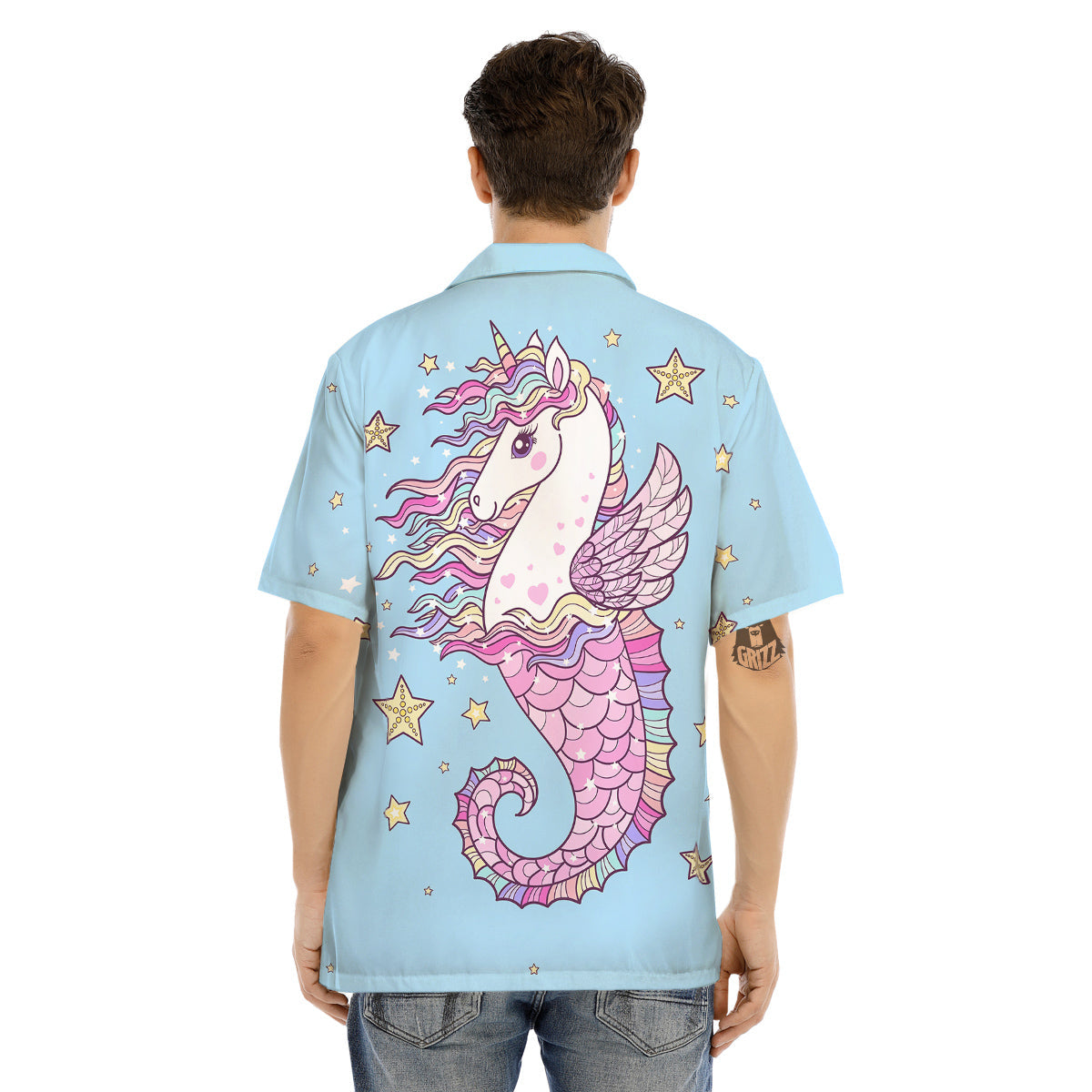 Seahorse Colorful Print Men's Hawaiian Shirt-grizzshop