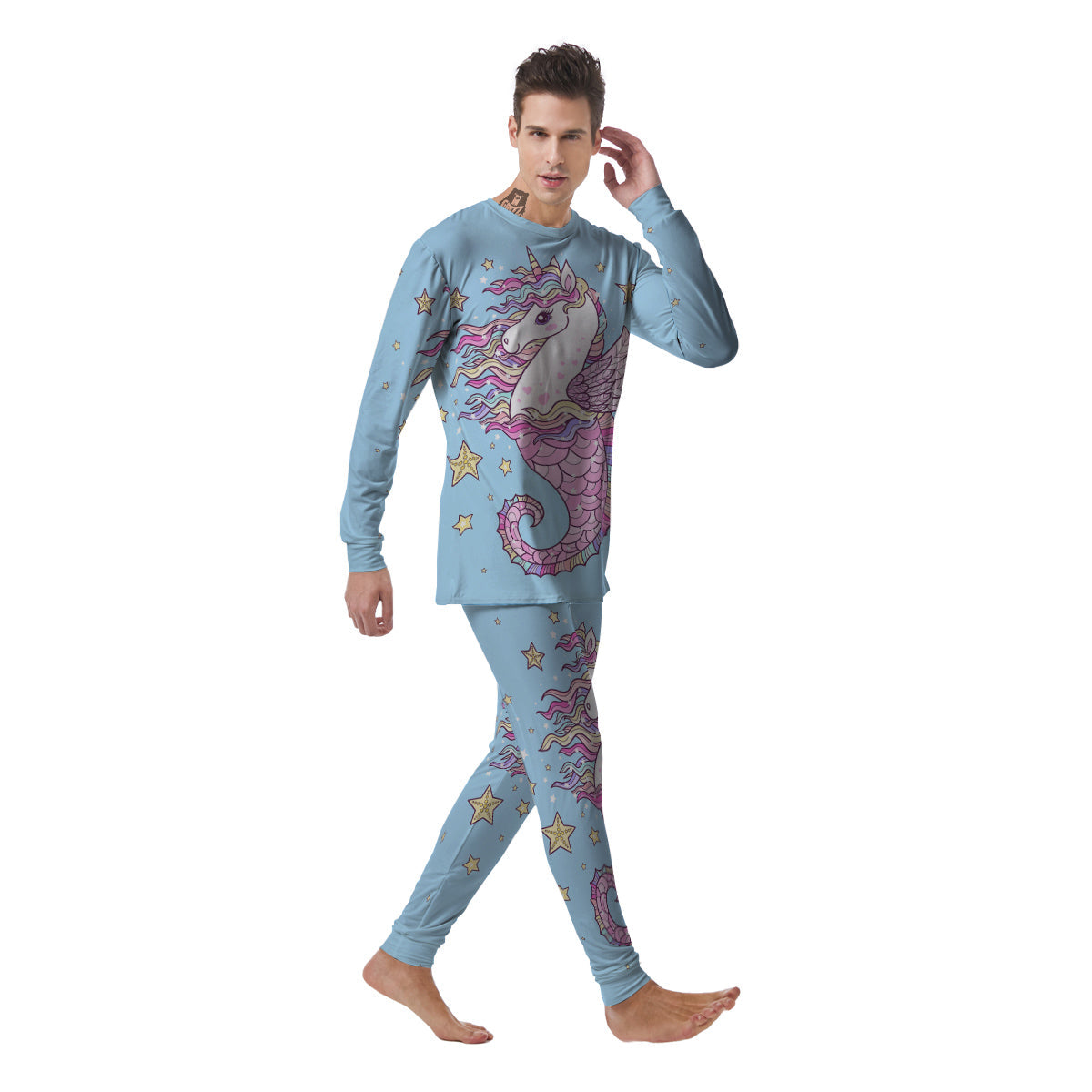 Seahorse Colorful Print Men's Pajamas-grizzshop