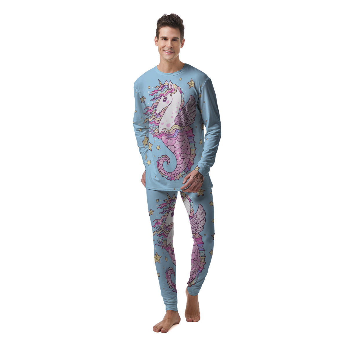 Seahorse Colorful Print Men's Pajamas-grizzshop