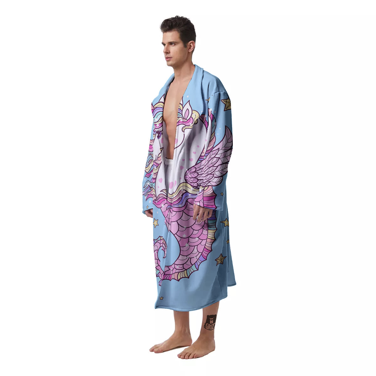Seahorse Colorful Print Men's Robe-grizzshop