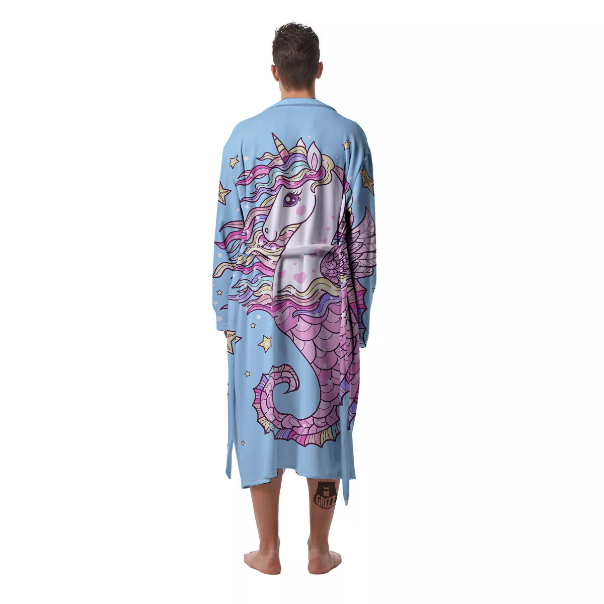 Seahorse Colorful Print Men's Robe-grizzshop