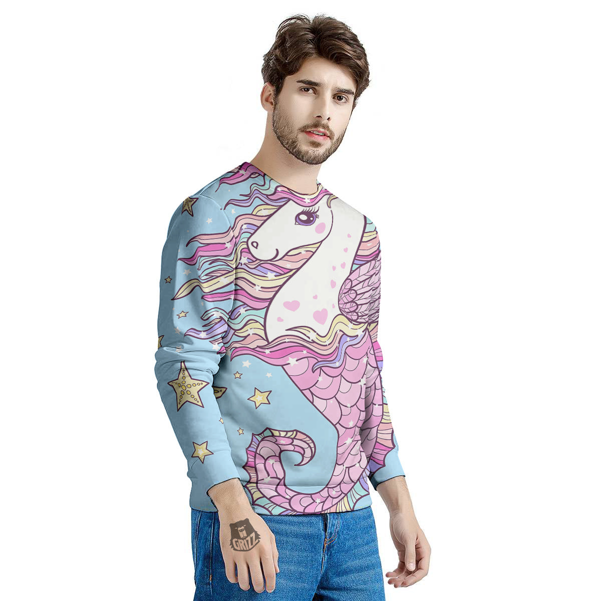 Seahorse Colorful Print Men's Sweatshirt-grizzshop