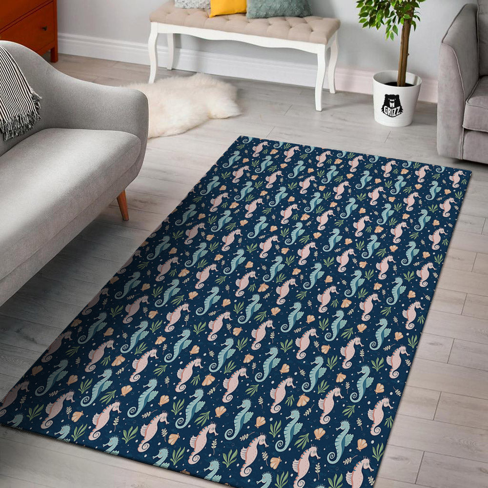 Seahorse Colorful Print Pattern Floor Mat-grizzshop