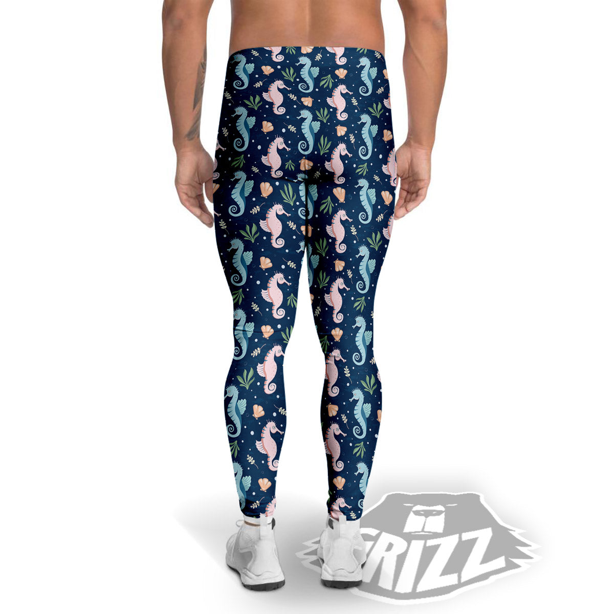 Seahorse Colorful Print Pattern Men's Leggings-grizzshop