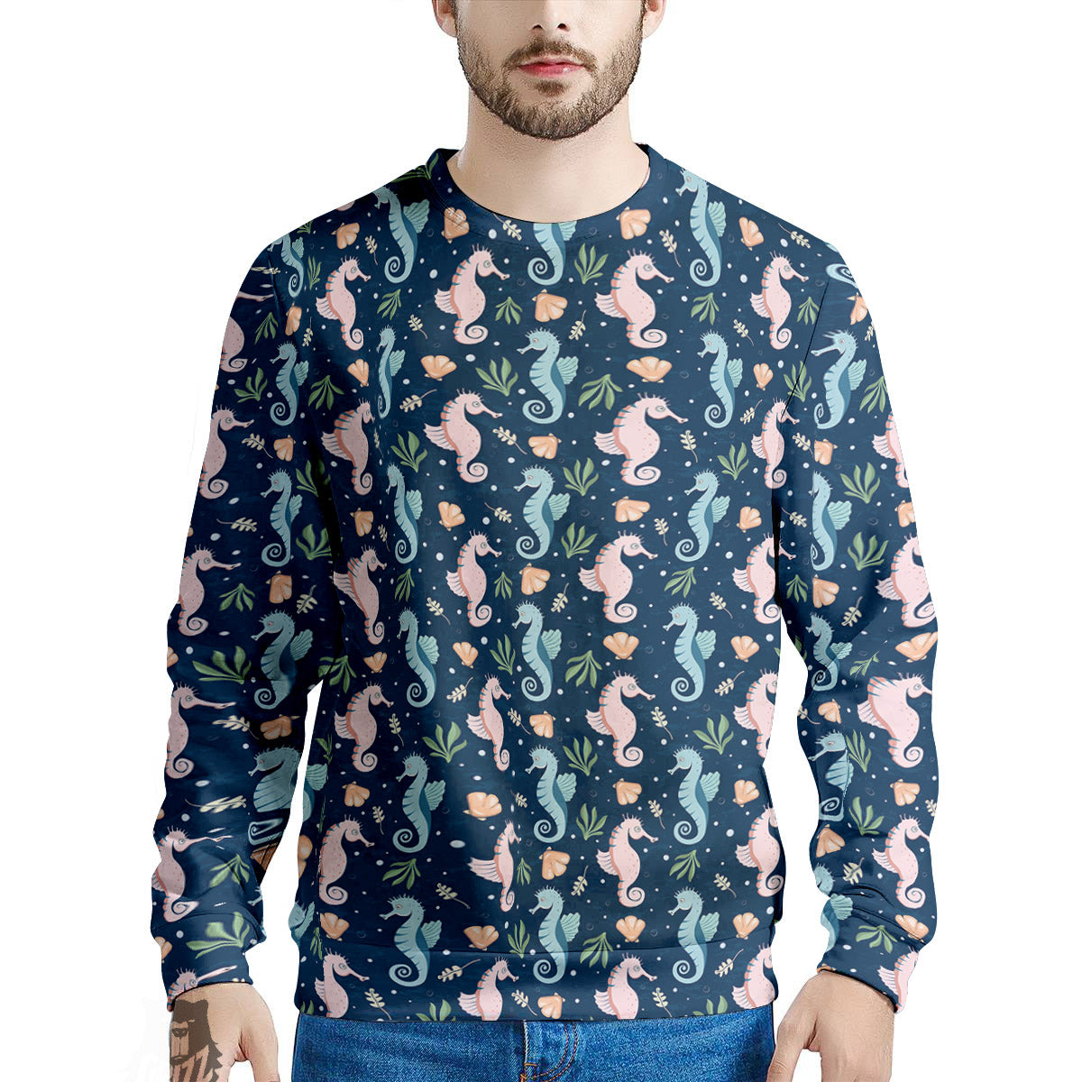 Seahorse Colorful Print Pattern Men's Sweatshirt-grizzshop