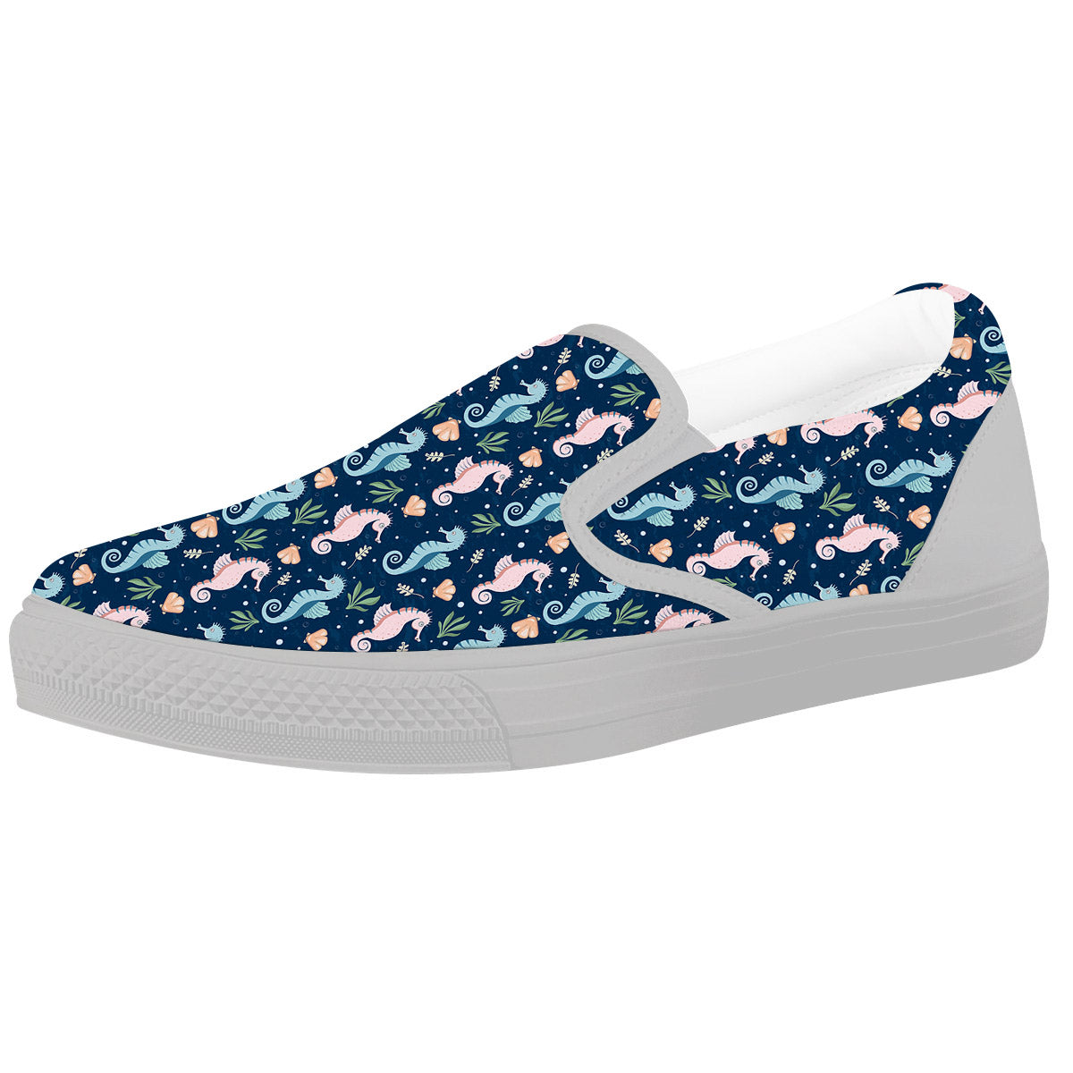 Seahorse Colorful Print Pattern White Slip On Shoes-grizzshop