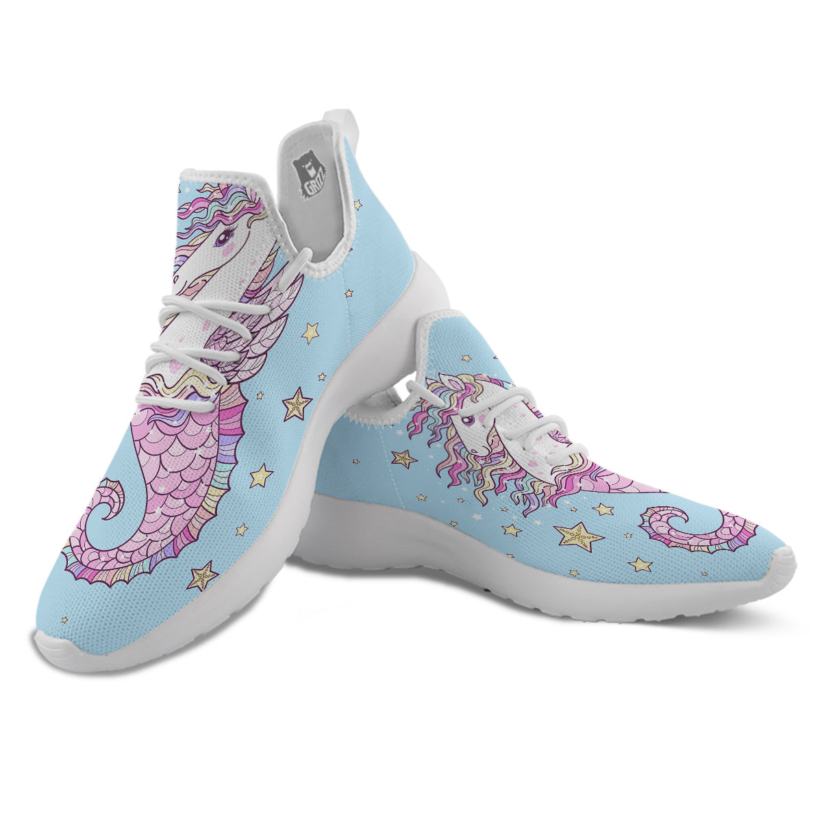 Seahorse Colorful Print White Athletic Shoes-grizzshop
