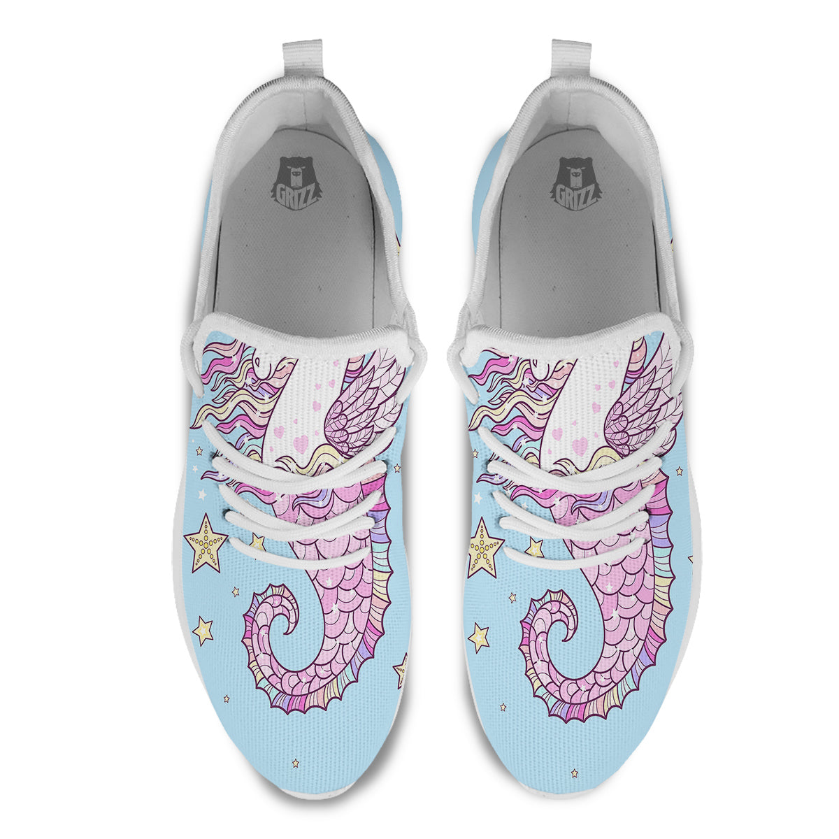 Seahorse Colorful Print White Athletic Shoes-grizzshop