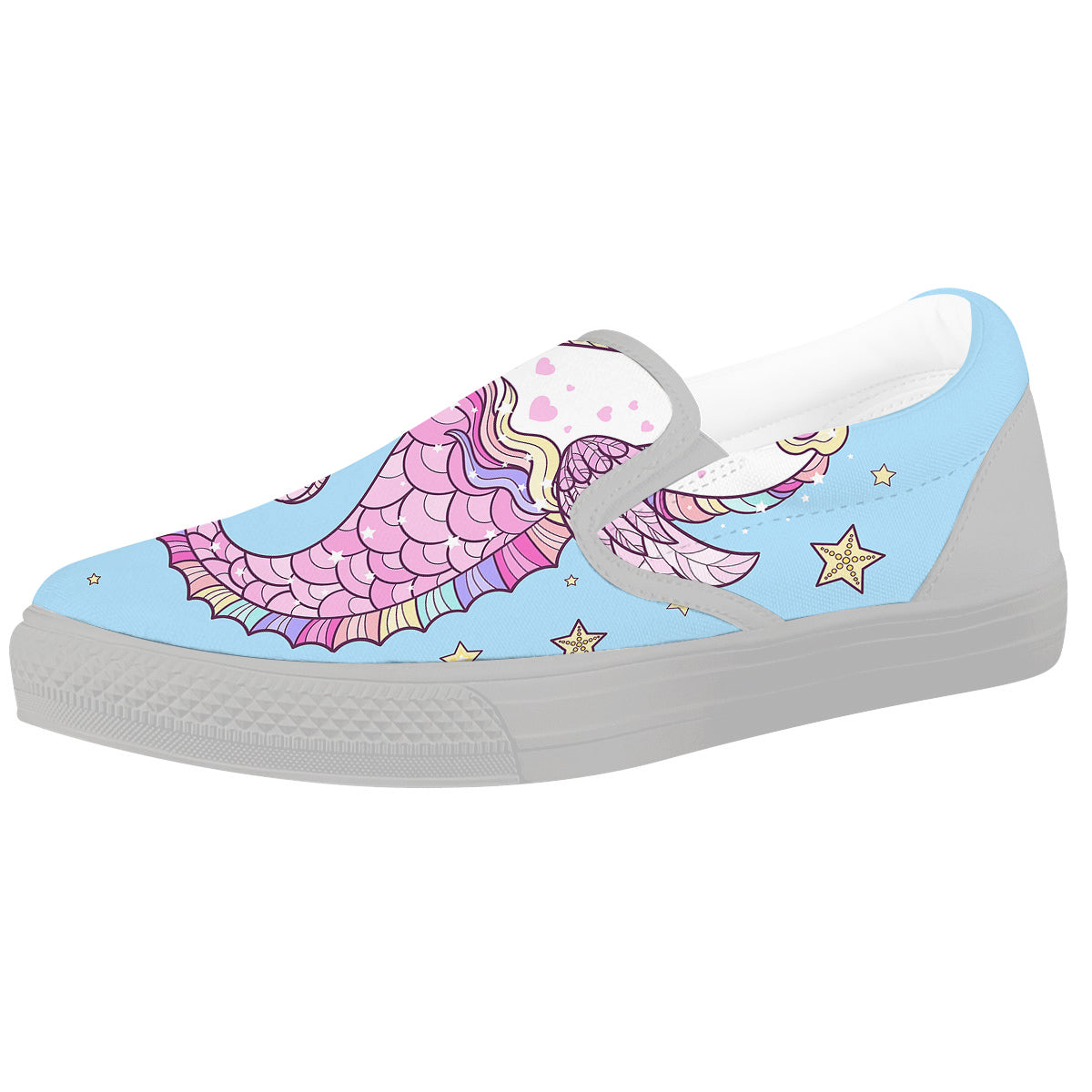 Seahorse Colorful Print White Slip On Shoes-grizzshop