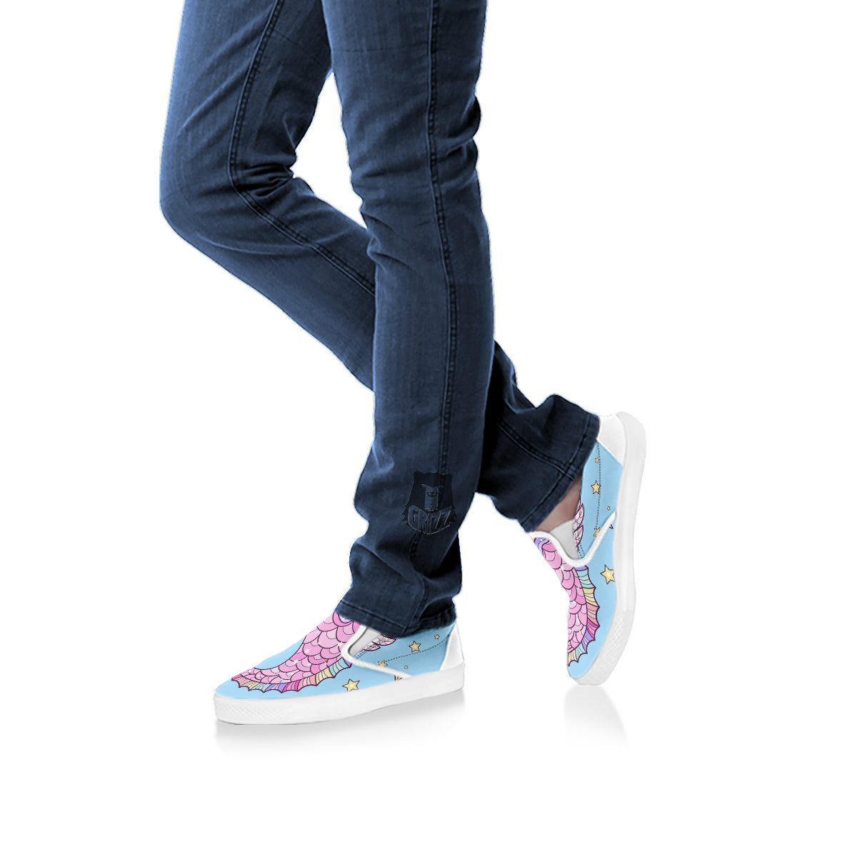 Seahorse Colorful Print White Slip On Shoes-grizzshop