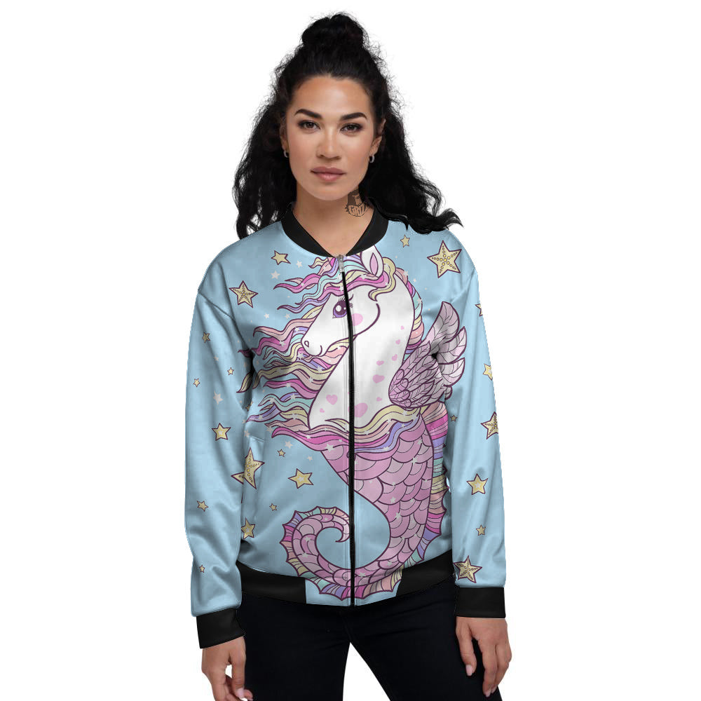 Seahorse Colorful Print Women's Bomber Jacket-grizzshop