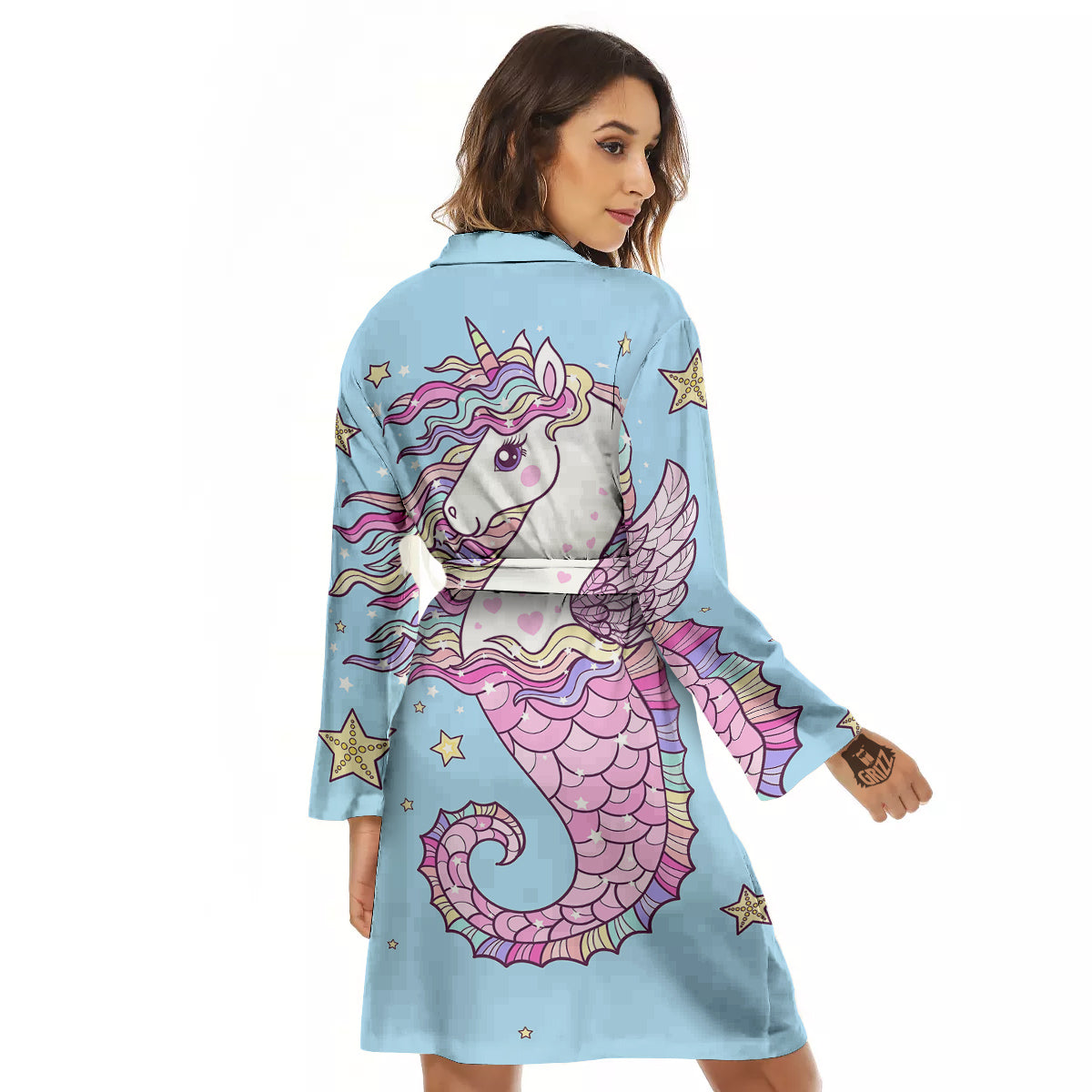 Seahorse Colorful Print Women's Robe-grizzshop
