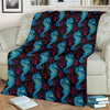 Seahorse Navy Pattern Print Blanket-grizzshop