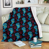 Seahorse Navy Pattern Print Blanket-grizzshop