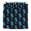 Seahorse Navy Pattern Print Duvet Cover Bedding Set-grizzshop