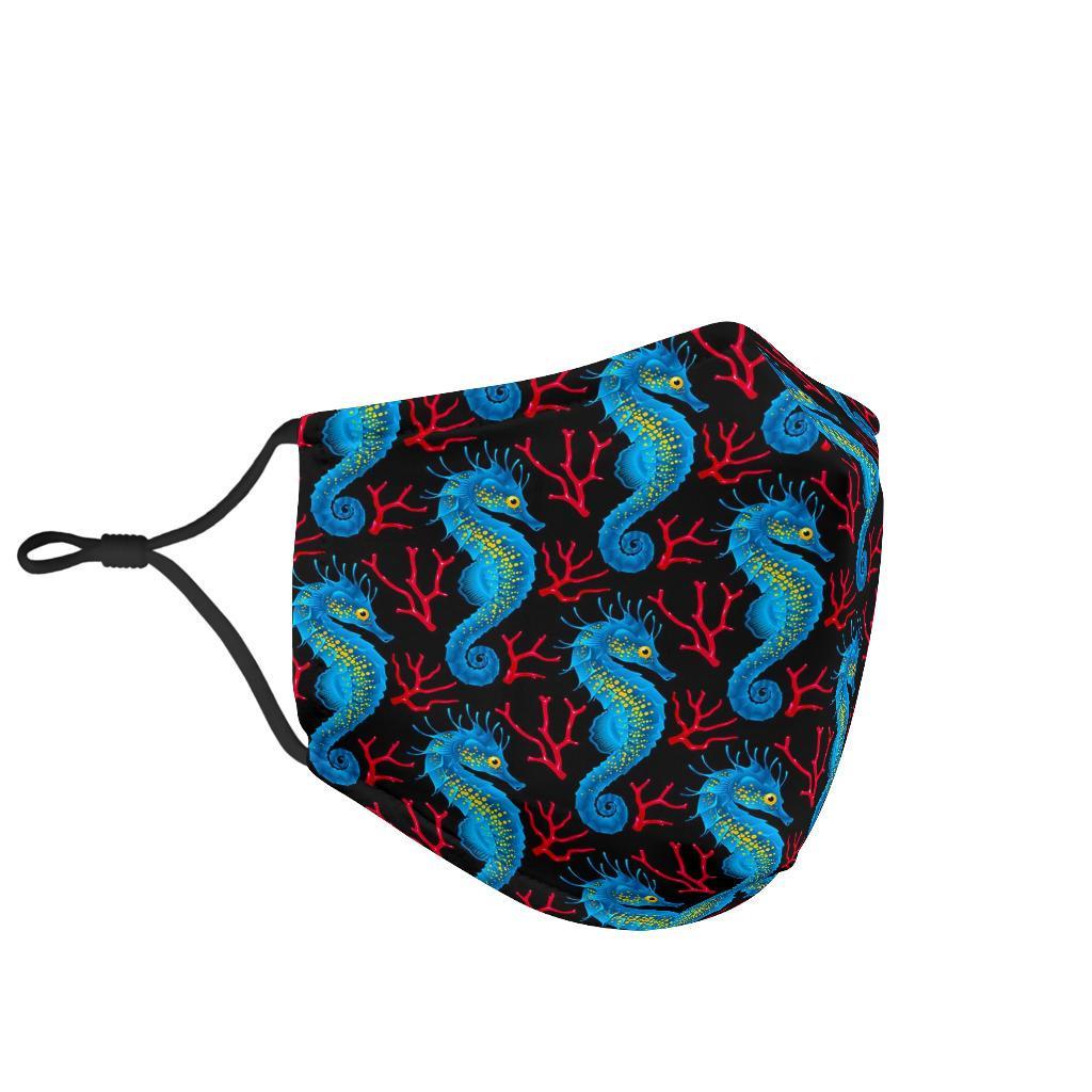 Seahorse Navy Pattern Print Face Mask-grizzshop