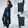 Seahorse Navy Pattern Print Hooded Blanket-grizzshop