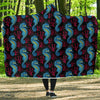 Seahorse Navy Pattern Print Hooded Blanket-grizzshop