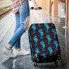 Seahorse Navy Pattern Print Luggage Cover Protector-grizzshop