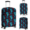 Seahorse Navy Pattern Print Luggage Cover Protector-grizzshop