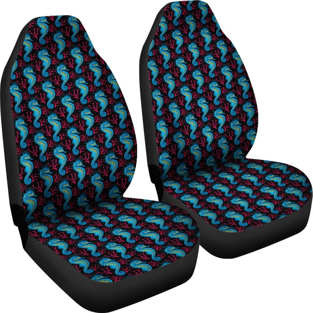Seahorse Navy Pattern Print Universal Fit Car Seat Cover-grizzshop