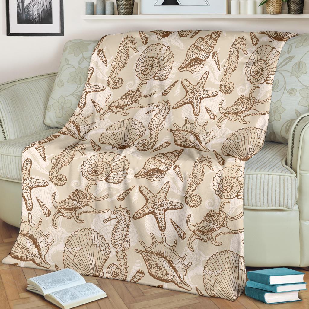 Seahorse Pattern Print Blanket-grizzshop