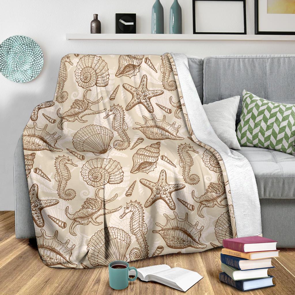 Seahorse Pattern Print Blanket-grizzshop