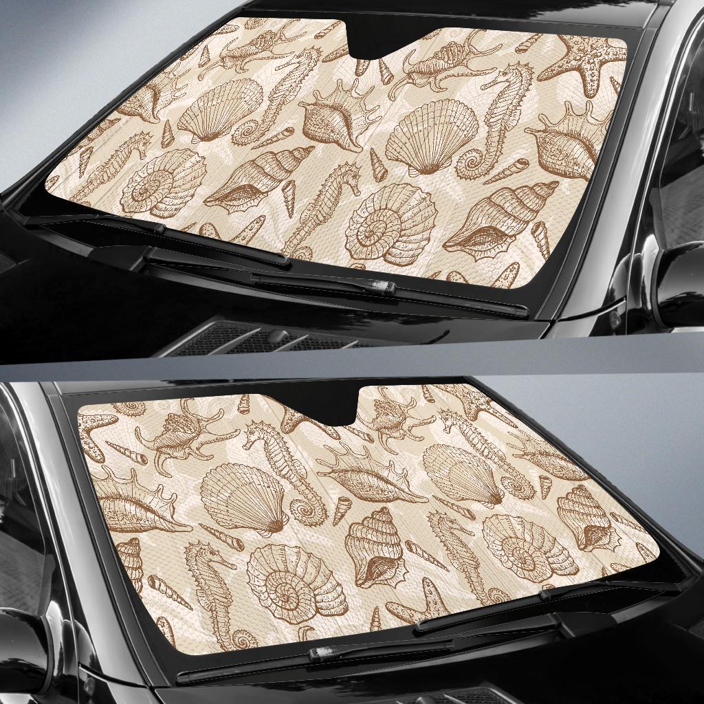 Seahorse Pattern Print Car Sun Shade-grizzshop