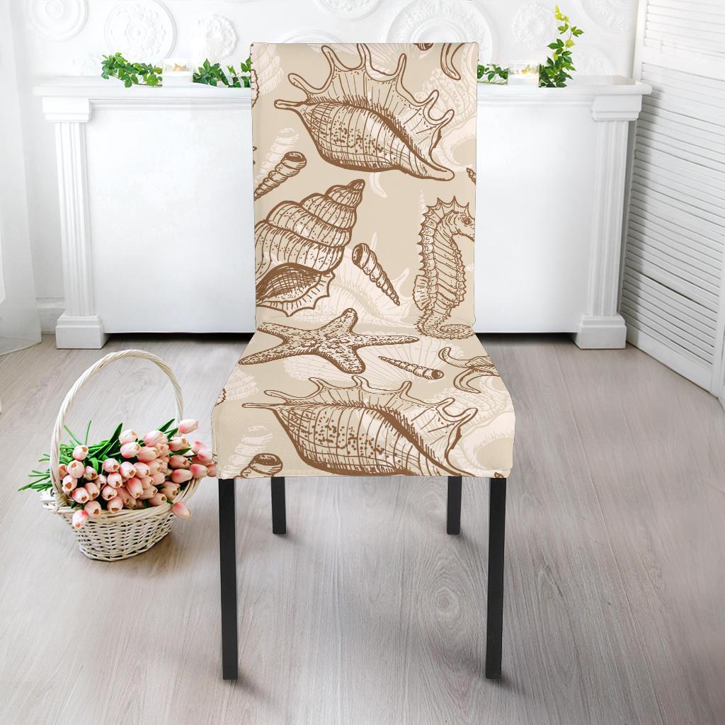 Seahorse Pattern Print Chair Cover-grizzshop