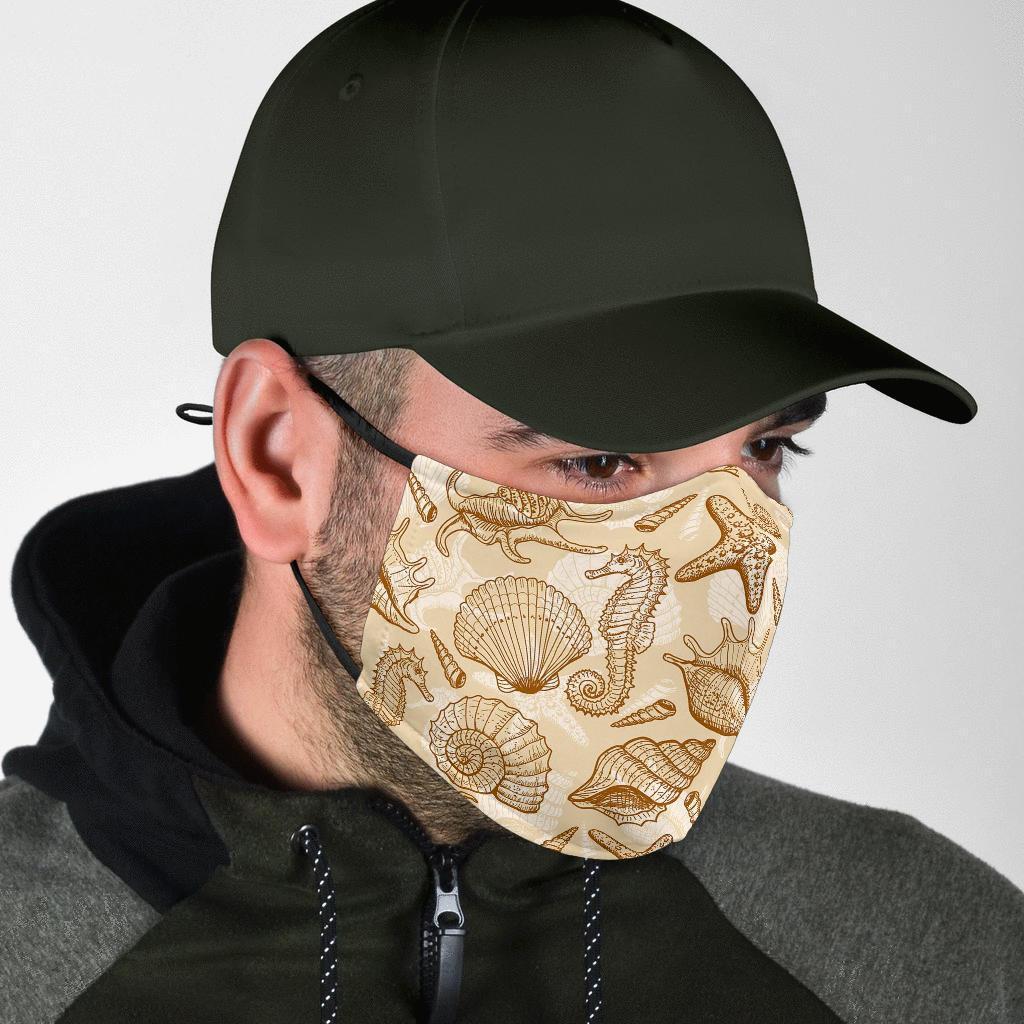 Seahorse Pattern Print Face Mask-grizzshop