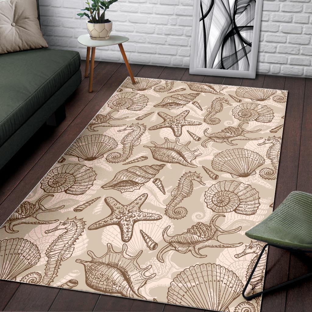 Seahorse Pattern Print Floor Mat-grizzshop