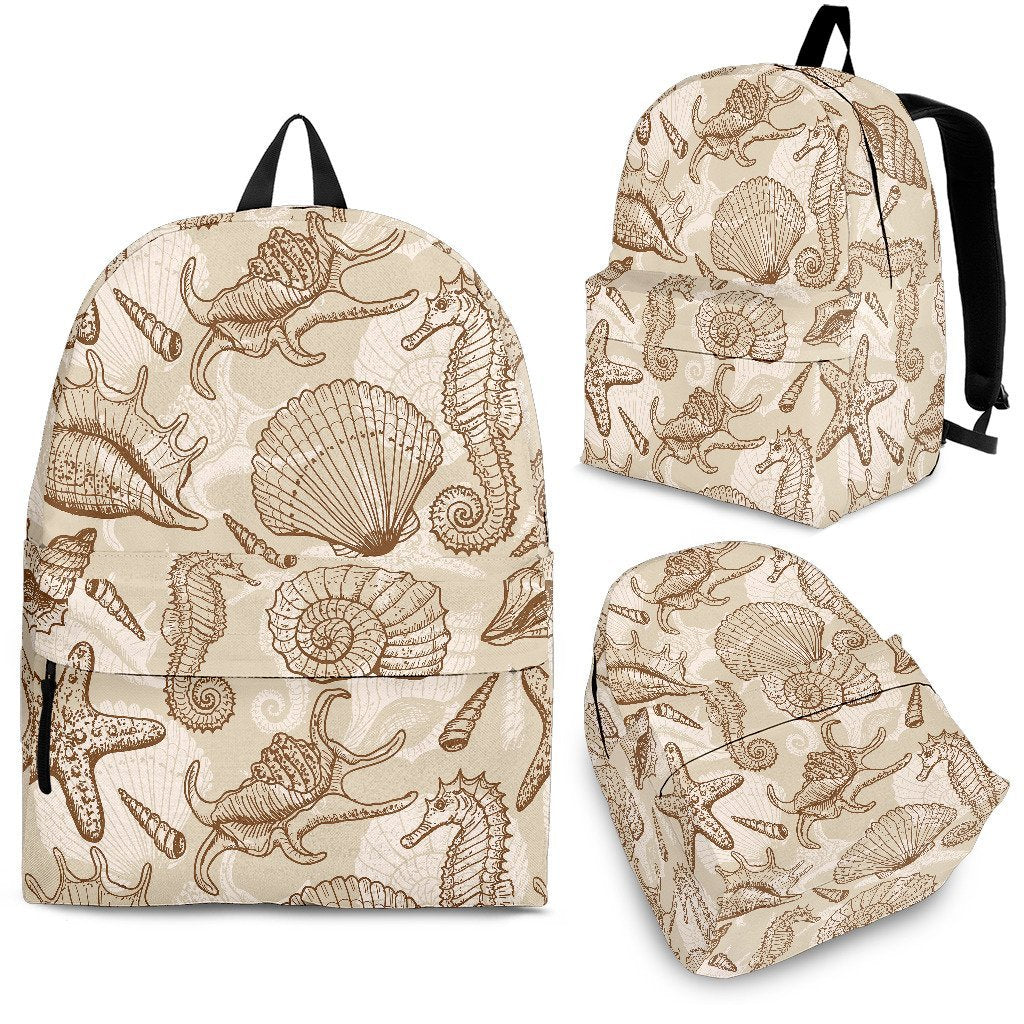 Seahorse Pattern Print Premium Backpack-grizzshop