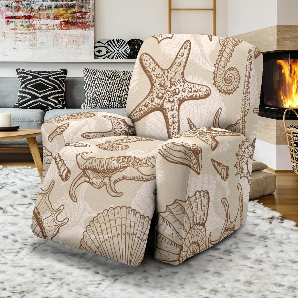 Seahorse Pattern Print Recliner Cover-grizzshop