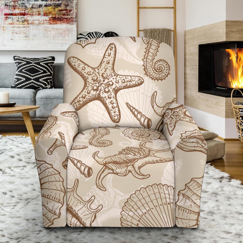 Seahorse Pattern Print Recliner Cover-grizzshop